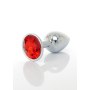 Metalowy stalowy sex korek analny z czerwonym kryształkiem