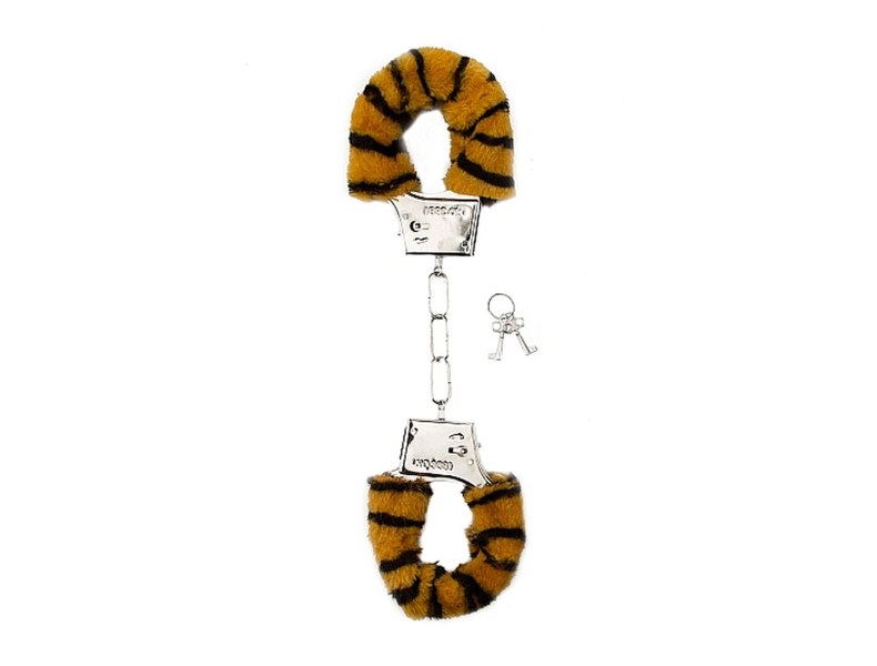 Futrzane kajdanki BDSM wzór tygrysek