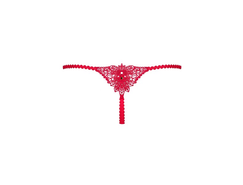 Stringi koronkowe czerwone erotyczne obsessive - 6