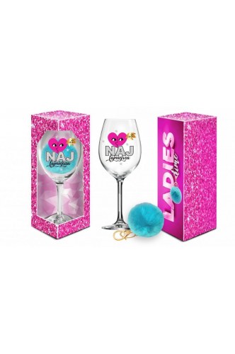 LADIES TIME - kieliszek do wina Signoria 700ml + pompon  - Najfajniejsza