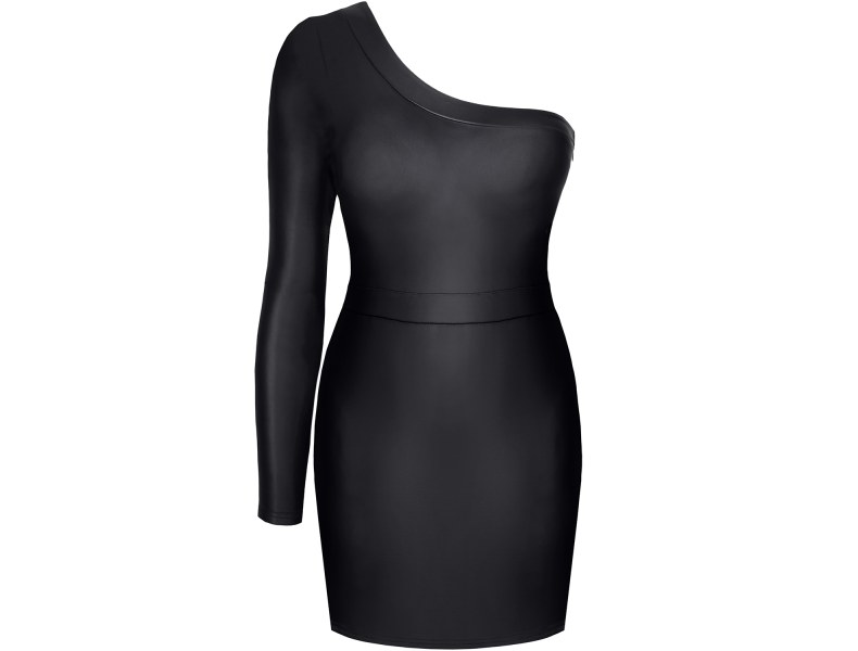 Czarna asymetryczna sukienka z elastycznego materiału, BRFELICIA001 - 5