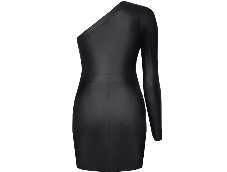 Czarna asymetryczna sukienka z elastycznego materiału, BRFELICIA001 - 6