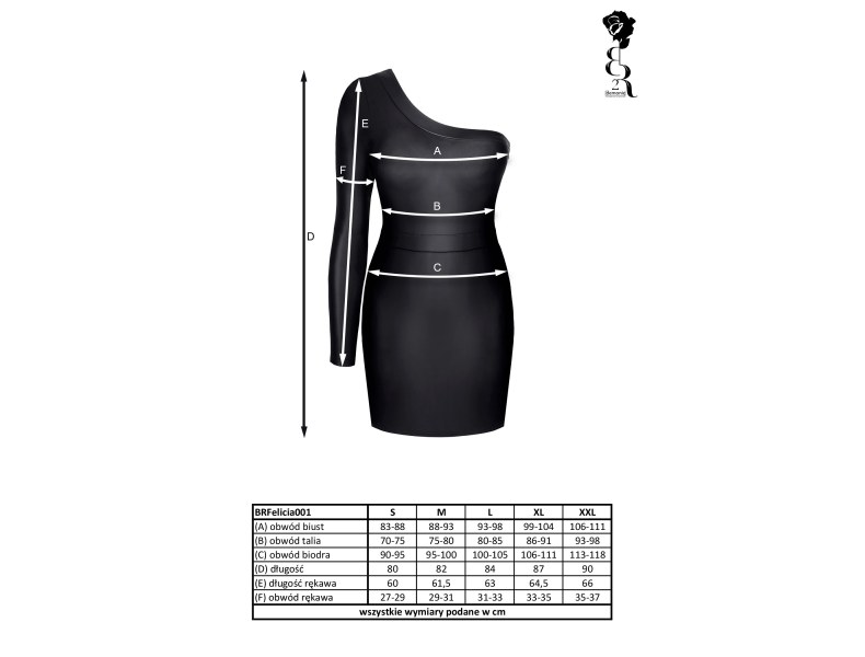 Czarna asymetryczna sukienka z elastycznego materiału, BRFELICIA001 - 8