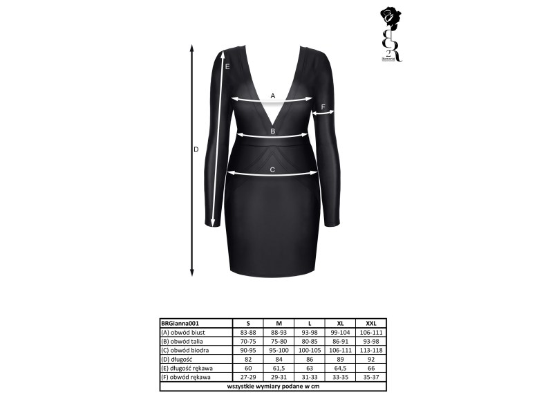 Czarna mini sukienka z długimi rękawami, BRGIANNA001 - 8